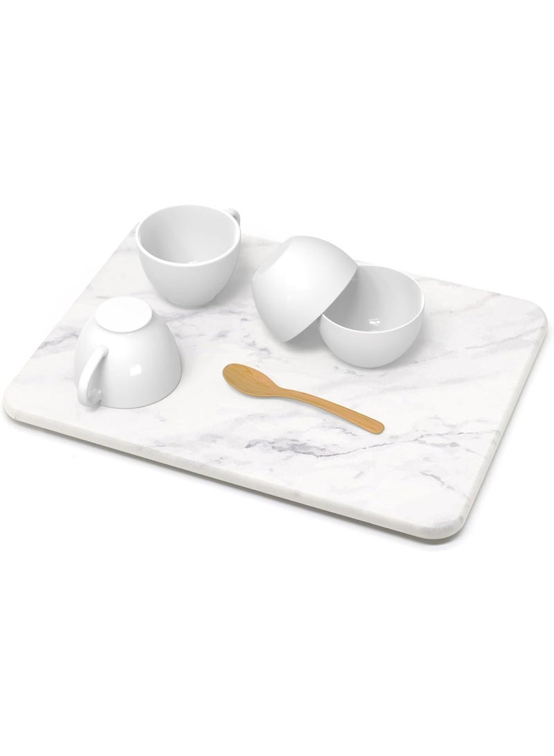 Water Absorbing Stone Dish Drying Mats for Kitchen Counter, Quick Dry Diatomaceous Earth Sink Tray Mat for Dish Bottles Cups, Bathrooms Multi-Room Use - Image 1